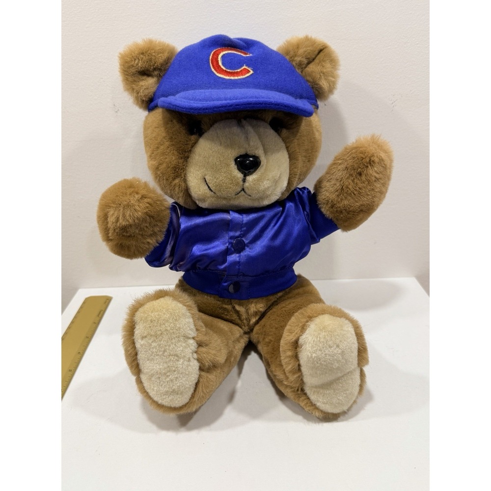 Trudy Vintage 1983 MLB Chicago Cubs Plush Teddy Bear w/ Blue Jacket & Cubs Hat